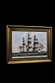 Bing & Grondahl Ship portraits drawn by Jacob Petersen 1774-1855 on porcelain and framed in a ...