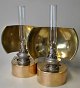 A pair of 
ship's kerosene 
lamps in brass, 
19th century. 
With reflectors 
and suspension. 
Height ...