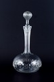 Danish glasswork, wine decanter in clear facet-cut glass.