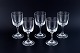 A set of five René Lalique Chenonceaux red wine glasses.
Clear mouth-blown crystal glass. Facet-cut stem.