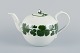 Meissen Green Ivy Vine, large teapot. Lid with a flower bud.