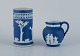 Adams, England, 
cylindrical 
vase and 
creamer in 
biscuit 
porcelain.
Classic 
scenes.
Early 20th ...
