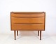 Dressing table veneered with teak wood, front with fold-up mirror panel, including two drawers. ...