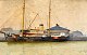 Qvistorff, 
Victor (1882 - 
1953) Denmark: 
The ship "Erna" 
at the quay, 
Copenhagen. 
Signed 1941. 
...