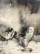 Johansson, Folke (1912-1980), "Strykstickarna", Watercolor in fine condition but with some ...