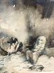 Johansson, 
Folke 
(1912-1980), 
"Strykstickarna", 
Watercolor in 
fine condition 
but with some 
...