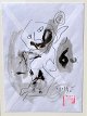 Nakajima, Yoshio (1940 -) Sweden/Japan: Composition. Drawing/watercolor on envelope. Signed. ...