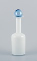 Otto Brauer for 
Holmegaard. 
Vase/bottle in 
white 
mouth-blown art 
glass with a 
light blue ...