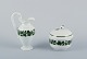 Meissen, Germany, Green Ivy Vine, sugar bowl and creamer with swan-shaped 
handles. Hand-painted.