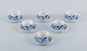 Meissen, Germany, a set of six pairs of Blue Onion pattern coffee cups with 
saucers. Hand-painted.