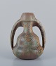 Desvres Fourmaintraux Delassus, France. Ceramic vase with handles in Crystal 
glaze. Art Nouveau.