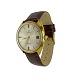 Omega Automatic 
wrist watch, 
Seamaster 
Cosmic. Gold 
plated with 
strap in brown 
leather. From 
...