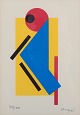 Bengt Orup (1916-1996) , listed Swedish artist, color lithograph on paper.Geometric ...