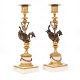 Pair of 
firegilt bronze 
candlesticks on 
a marble base
Sweden circa 
1840
H: 26cm