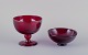 Monica Bratt 
for Reijmyre, 
Sweden. Bowl 
and pedestal in 
wine red 
mouth-blown art 
...