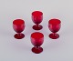 Monica Bratt 
for Reijmyre, 
Sweden. A set 
of four small 
wine glasses in 
mouth-blown 
wine red art 
...
