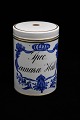 Old Royal Copenhagen stoneware apothecary jar with gold rim and decorations. H:16cm. Dia.:11cm.