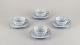 Gefle, Sweden, 
a set of four 
"Grand" Art 
Deco teacups 
with saucers. 
Light blue 
faience with 
gold ...