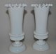 Pair of white opaline vases with ruffled edges, approx. 1900. Height,; 20.5 cm.