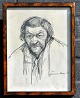 Hossy, Gunnar (1925 - 1990) Denmark: Portrait. Drawing. Signed 1955. 26.5 x 20.5 cm.Framed: 29 ...
