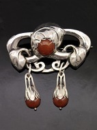 Art nouveau 830 silver brooch with amber