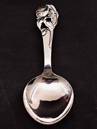 Art deco hand-forged silver serving spoon