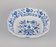 Meissen, Germany. Blue Onion pattern square bowl. Hand-painted porcelain.