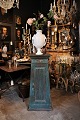 Swedish 19th century Gustavian pedestal cabinet with profiled door and original blue color with ...