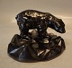 Michael Andesen 4055 A Black glazed polar bear on tray  9 x 15 cm
 Bornholm Pottery
