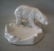 Michael Andersen 348 - A hvidglasseret isbjørn på fad 16 x 23 cm Bornholmsk 
Keramik