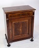 Mahogany console with inlaid walnut wood and round legs from around the 1880s.Dimensions in ...