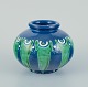 Kähler, Denmark. Ceramic vase. Cow horn glaze/technique in blue and green tones.Approximately ...