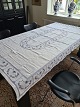 Tablecloth 
beautifully 
embroidered 
with Blue 
fluted pattern 
Dimension 128 
x 198 cm.