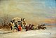 English artist 
(19th century): 
A stagecoach in 
snowy weather. 
Signed W. Emery 
1888. Oil on 
...