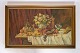 Oil painting on canvas with the motif of a table setting with fruits and a pheasant from around ...