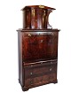 German secretary of patinated elm wood with top and brass fittings decorated with marquetry from ...