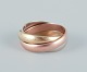 Cartier 
"Trinity" ring 
in 18 karat 
gold, white 
gold, and rose 
gold.
Approximately 
from the ...