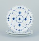 Royal Copenhagen, Blue Fluted Plain. Three dinner plates.