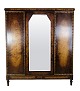 Wardrobe in polished birch wood with a faceted mirror in the middle and 3 doors and shelves from ...