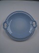 B&G Danish porcelain with hollow edge in light blue glaze. Round cake dish with handles 25.5cm 