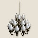 Tulip lamp with 21 arms, Fogh & Mørup. In patinated brass and with an older cloth cord. ...