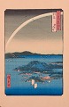 Ando Hiroshige, Japanese woodblock print on Japanese paper. Tsushima Kaigan Yubare.Landscape ...