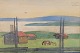 Einar Jolin (1890-1976), Well listed Swedish artist. Oil pastel on paper.
Swedish modernist landscape from "Tällberg".