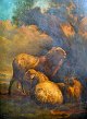 Ommeganck, 
Balthazar Paul 
(1755 - 1826) 
Belgium: Sheep 
by a tree. Oil 
on oak panel. 
Verso ...