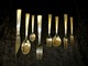 Champagne 
silver cutlery.
Three tower 
silver 830s.
Designed by 
Jens Harald 
Quistgaard. and 
...