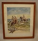 Knud Kyhn colour print - riders at the beach  signed KK June 1943 plate measures  27 x 24 cm -  ...