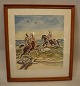 Knud Kyhn 
colour print - 
riders at the 
beach  signed 
KK June 1943 
plate measures  
27 x 24 cm -  
...