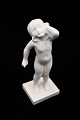 Rare Arne Bang figurine of a girl with cream-colored glaze made for Ipsen