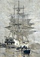 Mølsted, 
Christian 
Ferdinand 
Andreas (1862 - 
1930) Denmark: 
Frigate Fyen. 
Copenhagen 
Harbour. ...