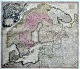 Homann, Johann Baptist (1663 - 1724) Germany: Map of Scandinavia. Hand-colored copper engraving. ...
